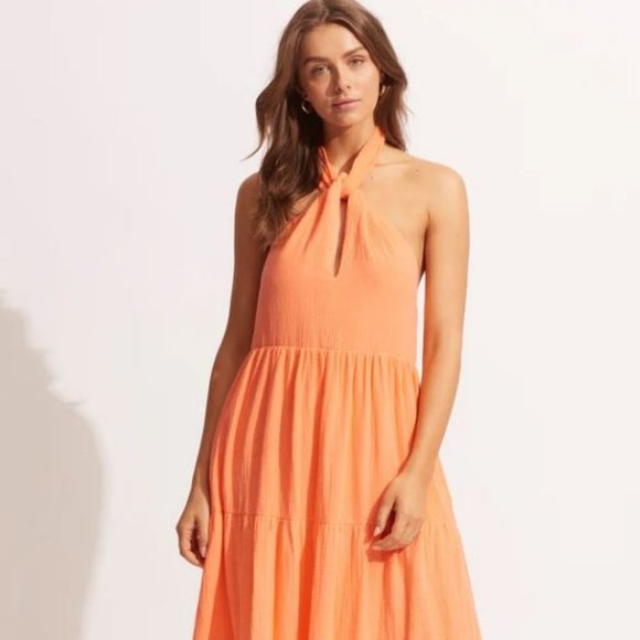 NWT Seafolly Cantaloupe Halter Neck Dress SIZE S M L XL - Picture 2 of 6